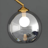 Elegant Glass Globe Gold Arc Metal LED Floor Lamp Image - 7