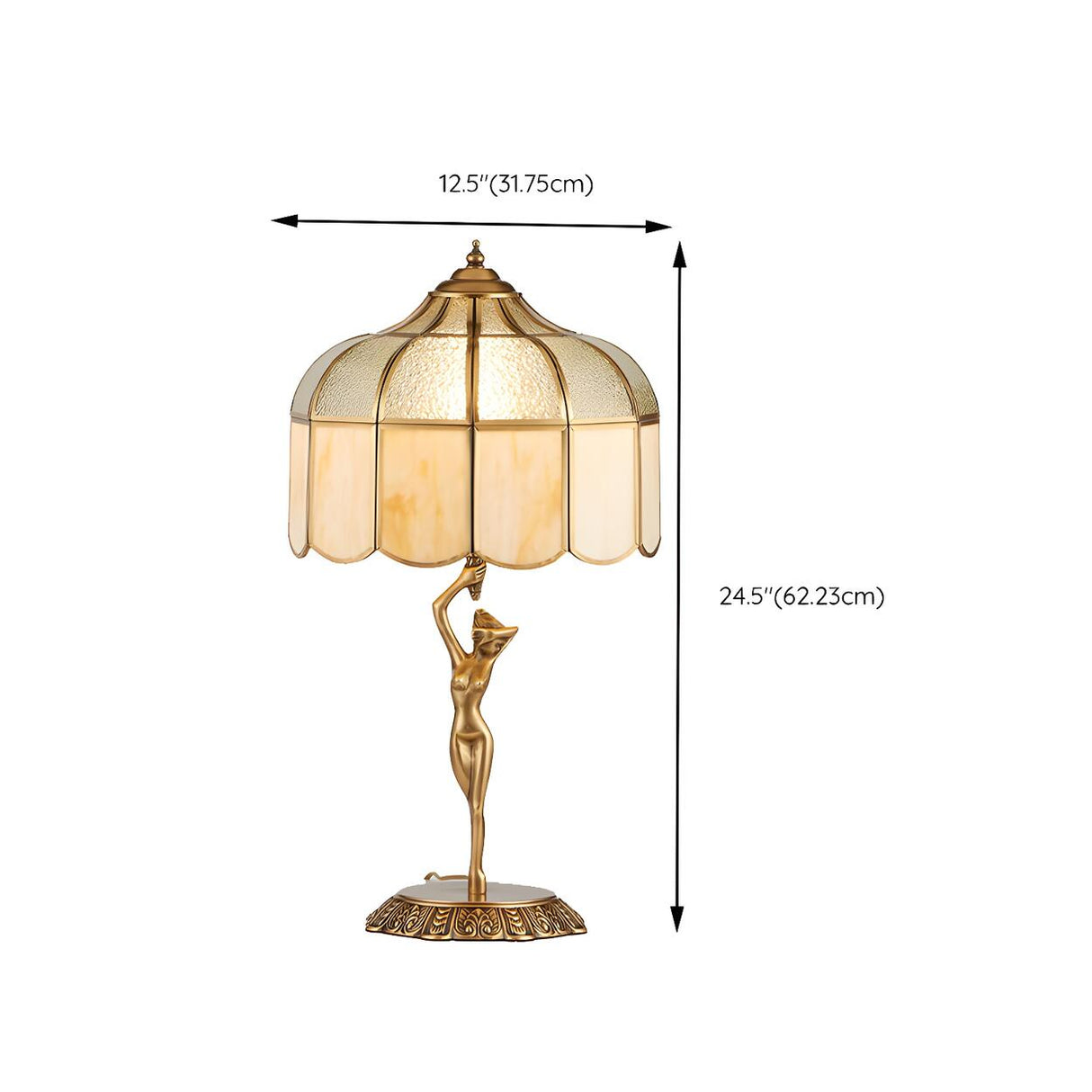 Elegant Glass Shade Art Deco Metal Base Table Lamp 