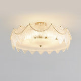 Elegant Glass Shell Semi-Flush Mount Light Living Room Image - 11