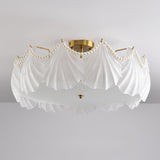 Elegant Glass Shell Semi-Flush Mount Light Living Room Image - 14