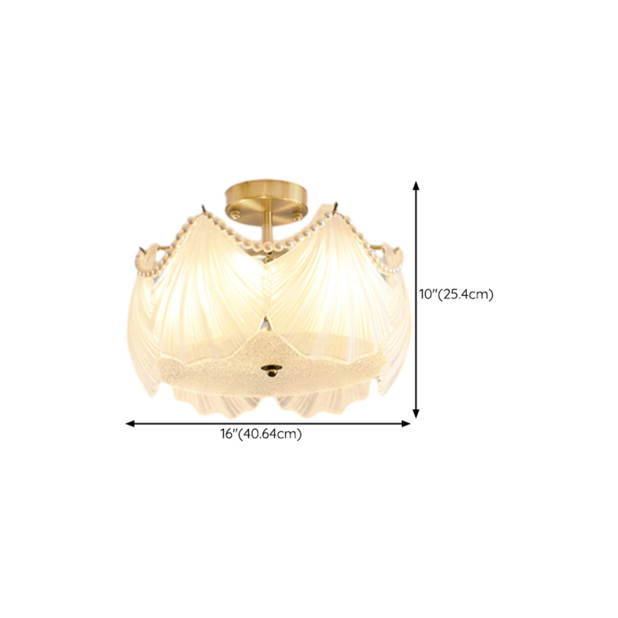 Elegant Glass Shell Semi-Flush Mount Light Living Room 