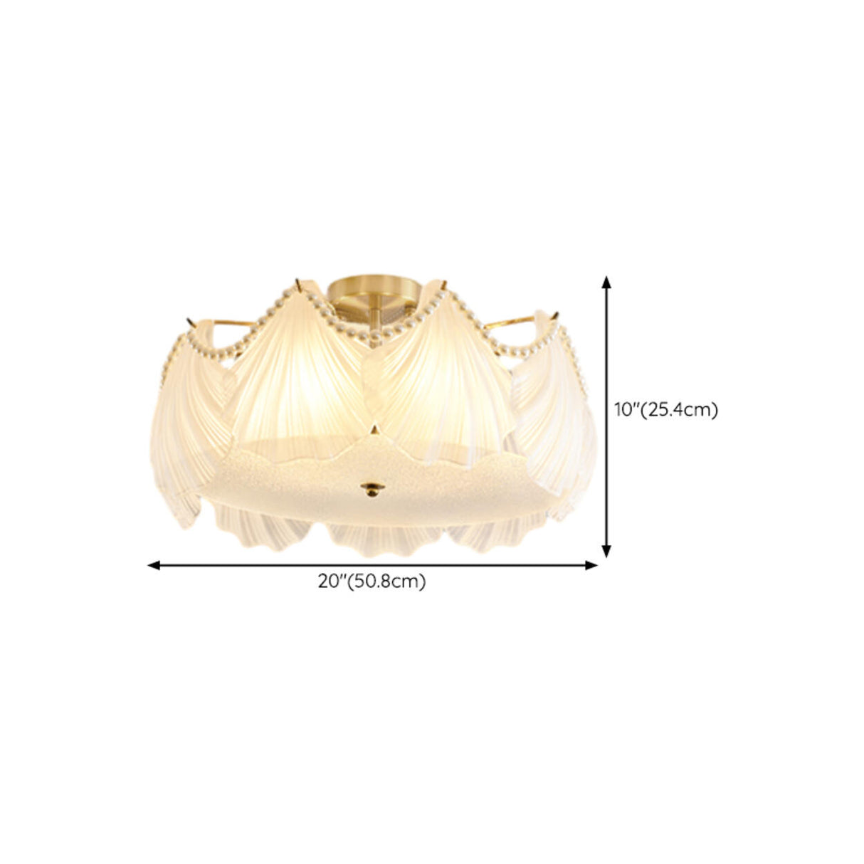 Elegant Glass Shell Semi-Flush Mount Light Living Room Image - 22