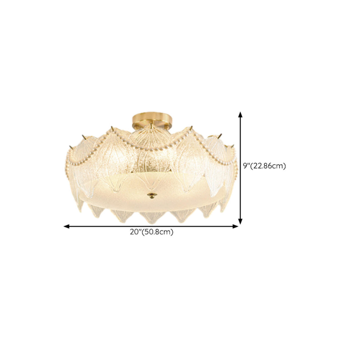 Elegant Glass Shell Semi-Flush Mount Light Living Room Image - 23