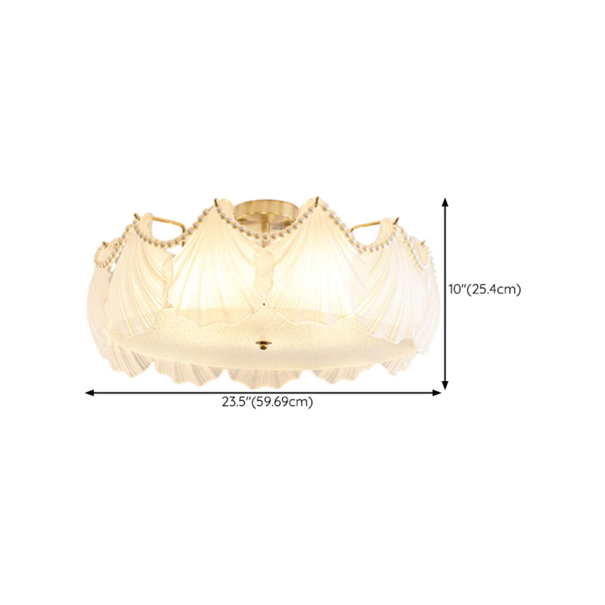 Elegant Glass Shell Semi-Flush Mount Light Living Room Image - 25