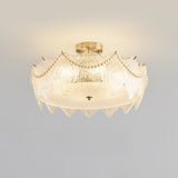 Elegant Glass Shell Semi-Flush Mount Light Living Room Image - 9