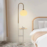 Elegant Globe Gold Bedroom Floor Lamp with Storage Image - 1