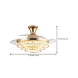 Elegant Gold 4 Blades Round Crystal Ceiling Fan Light #size