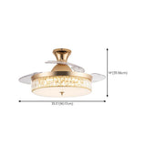 Elegant Gold 4 Blades Round Crystal Ceiling Fan Light Image - 13