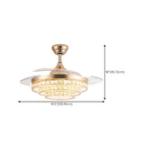 Elegant Gold 4 Blades Round Crystal Ceiling Fan Light Image - 18