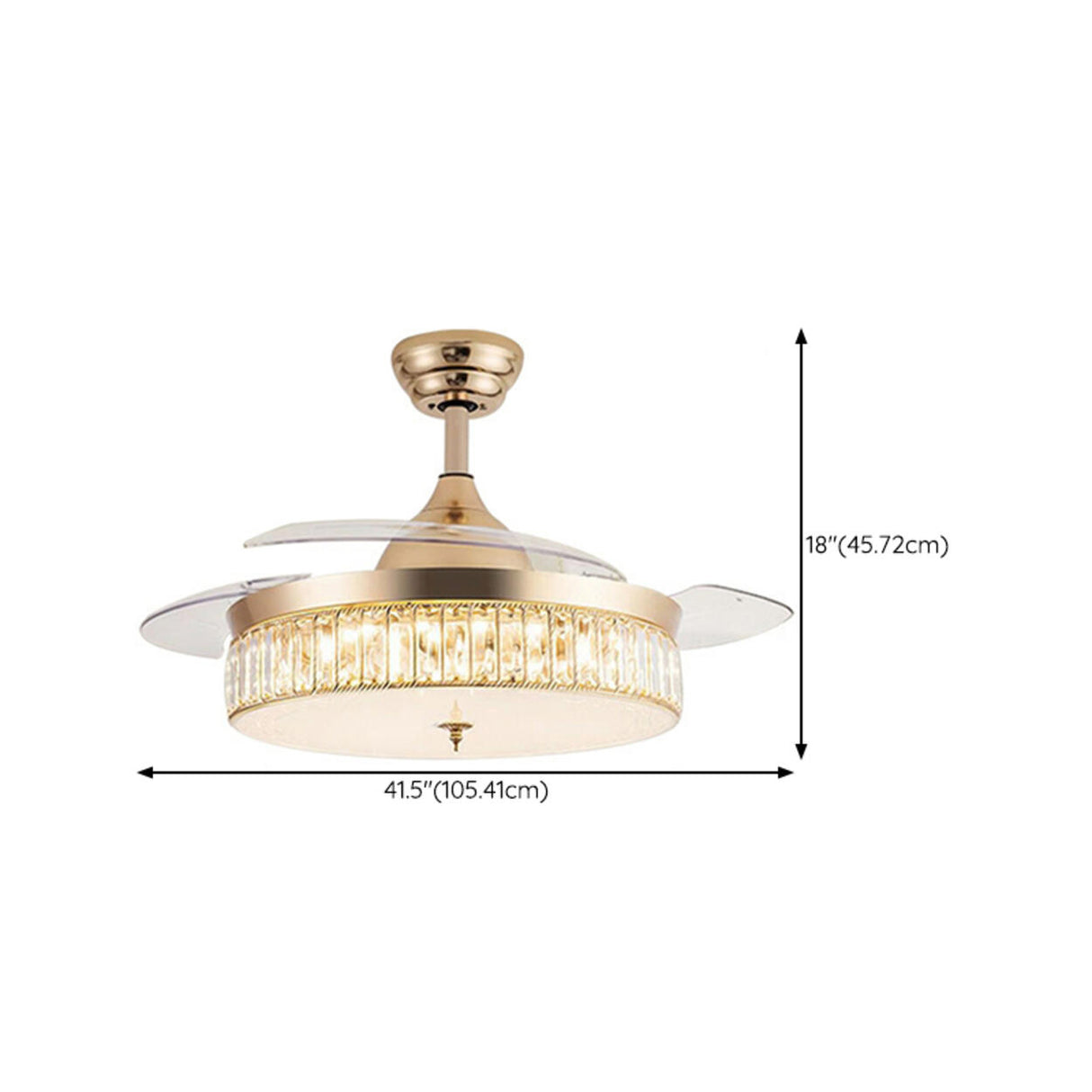 Elegant Gold 4 Blades Round Crystal Ceiling Fan Light Image - 19