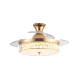 Elegant Gold 4 Blades Round Crystal Ceiling Fan Light Image - 5