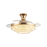 Elegant Gold 4 Blades Round Crystal Ceiling Fan Light Image - 7