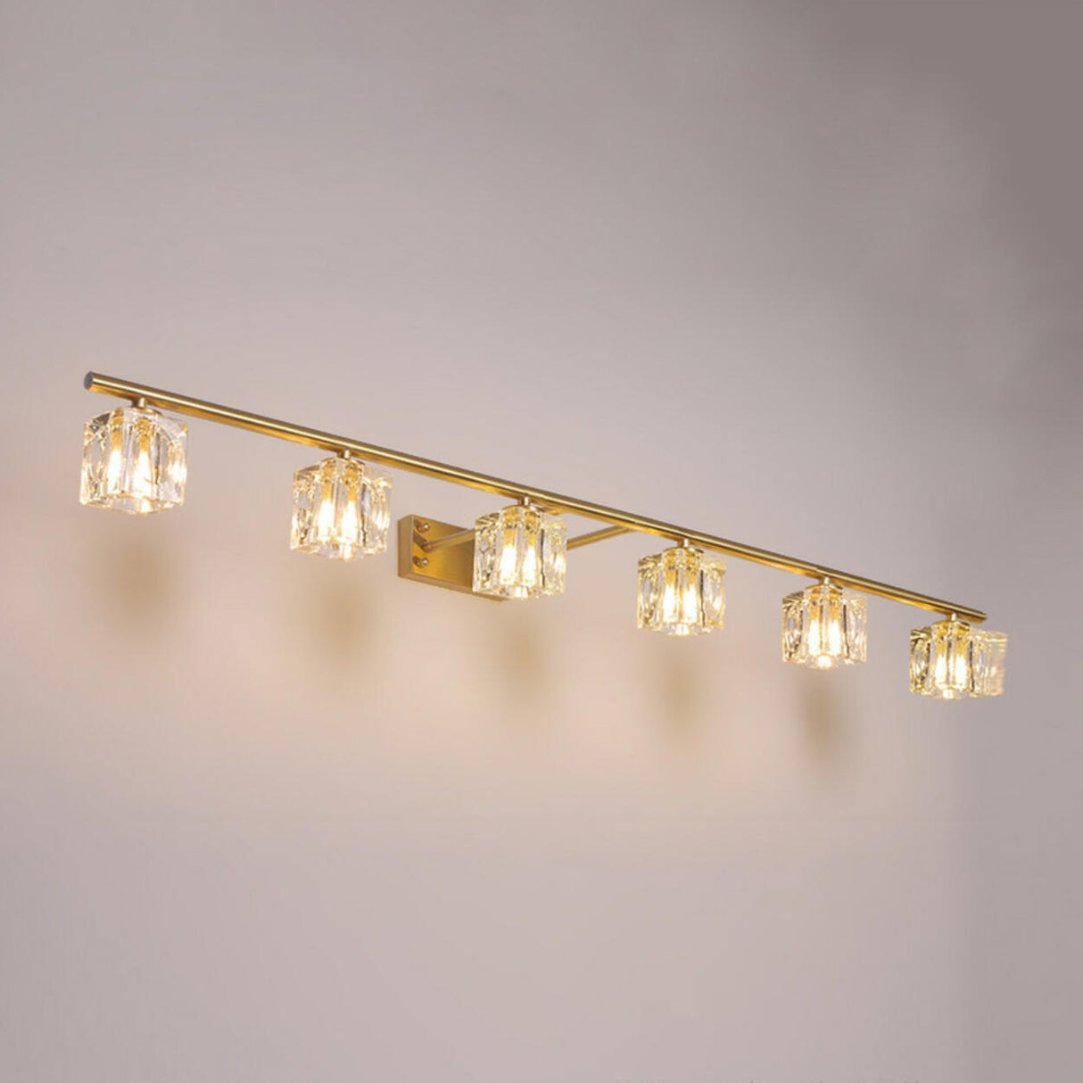 Elegant Gold 5-Light Crystal Vanity Fixture Light Image - 10