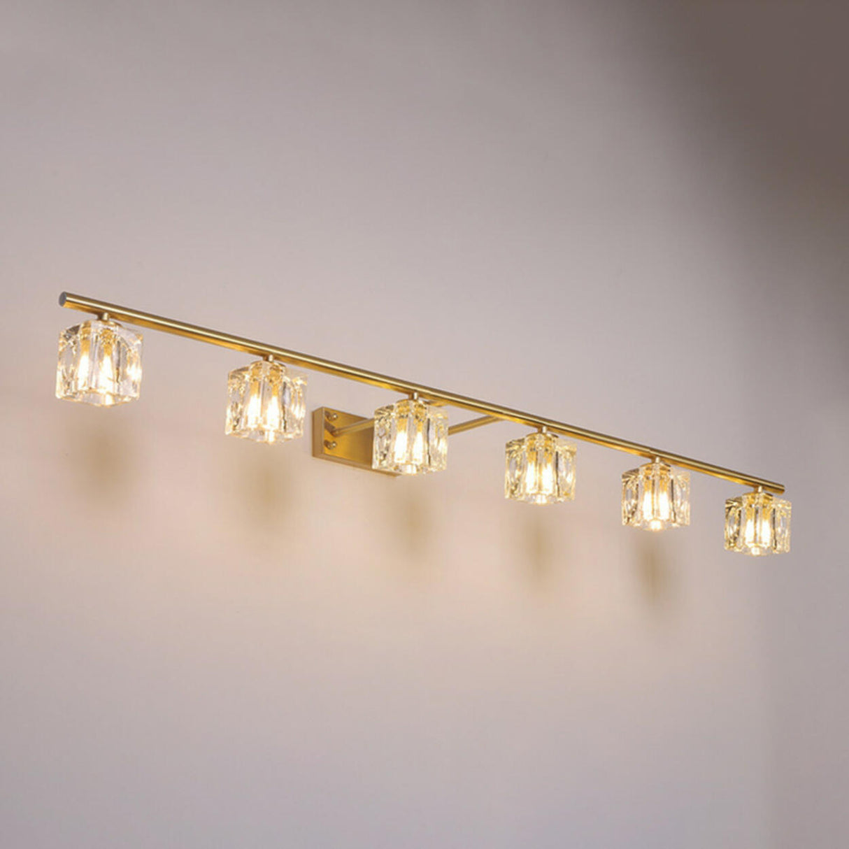 Elegant Gold 5-Light Crystal Vanity Fixture Light Image - 13