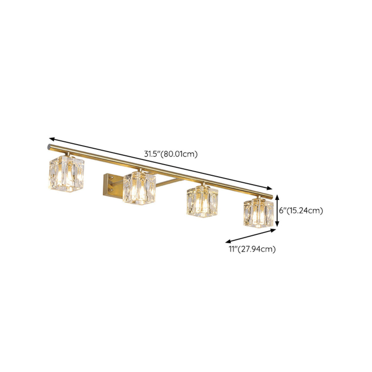 Elegant Gold 5-Light Crystal Vanity Fixture Light 