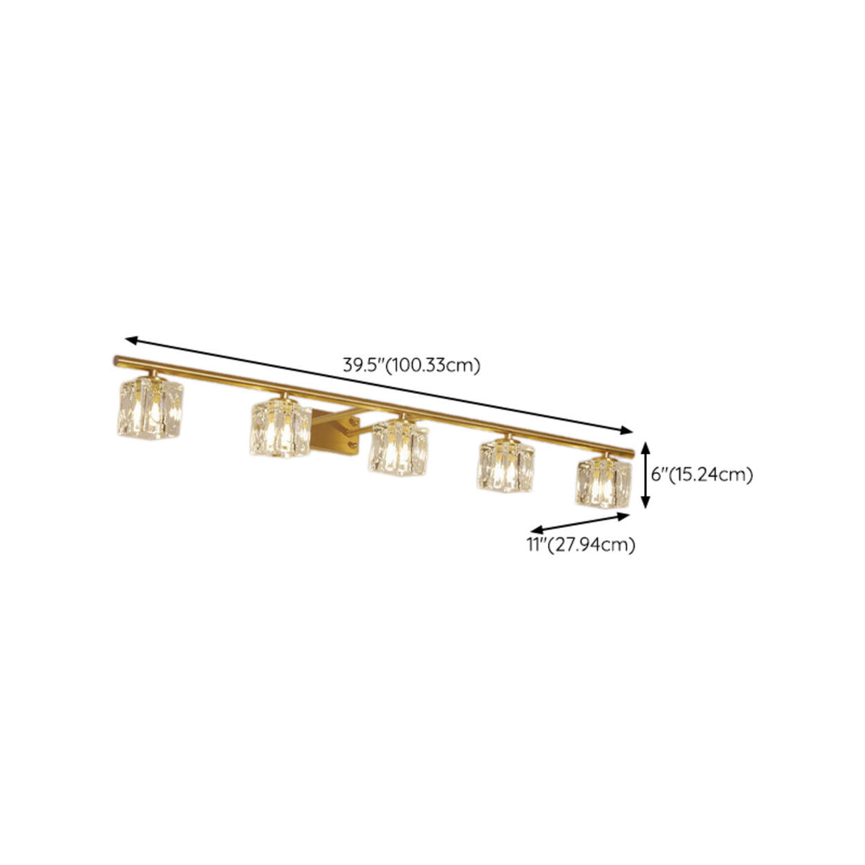 Elegant Gold 5-Light Crystal Vanity Fixture Light Image - 18