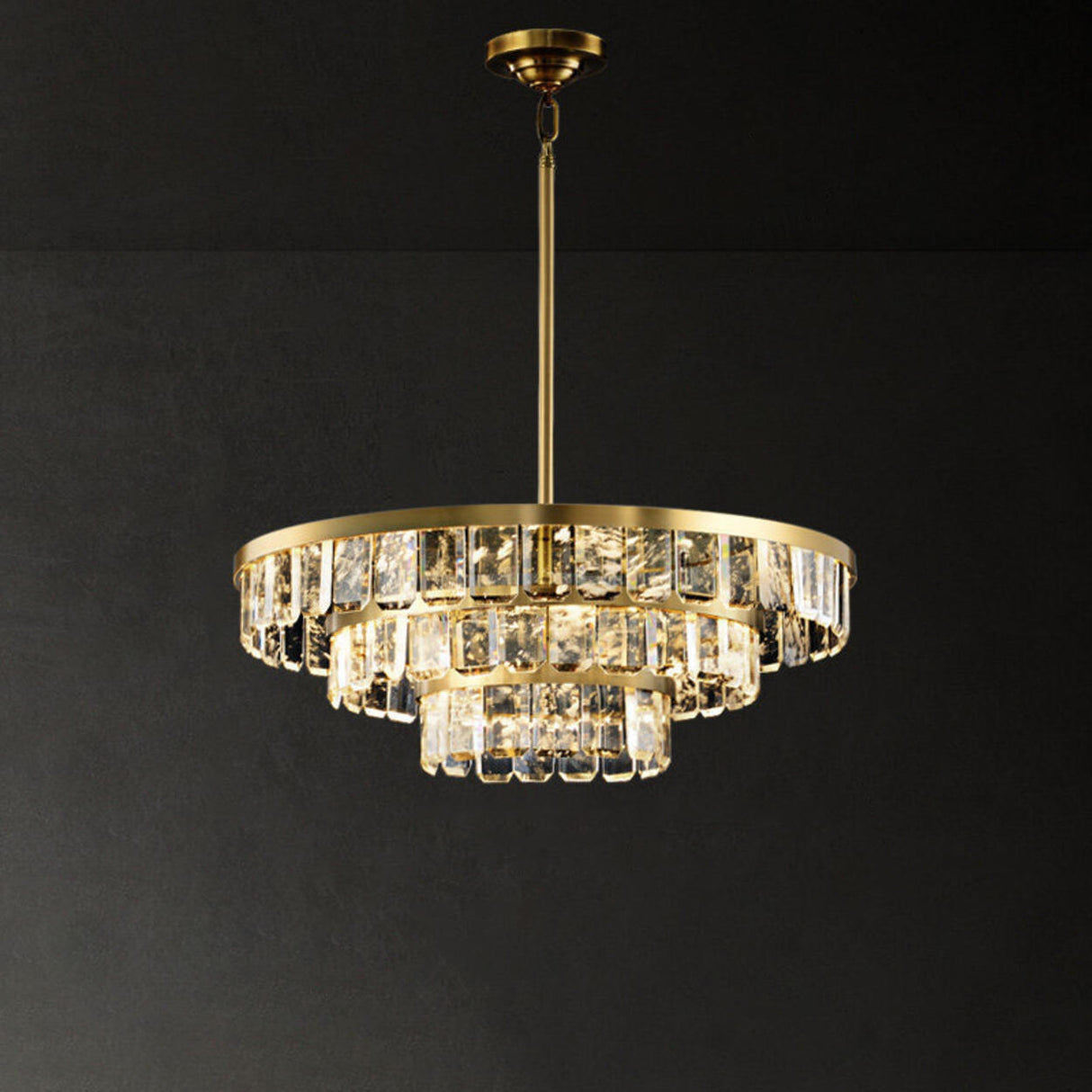 Elegant Gold and Tierd Ring Crystal Chandelier Image - 13