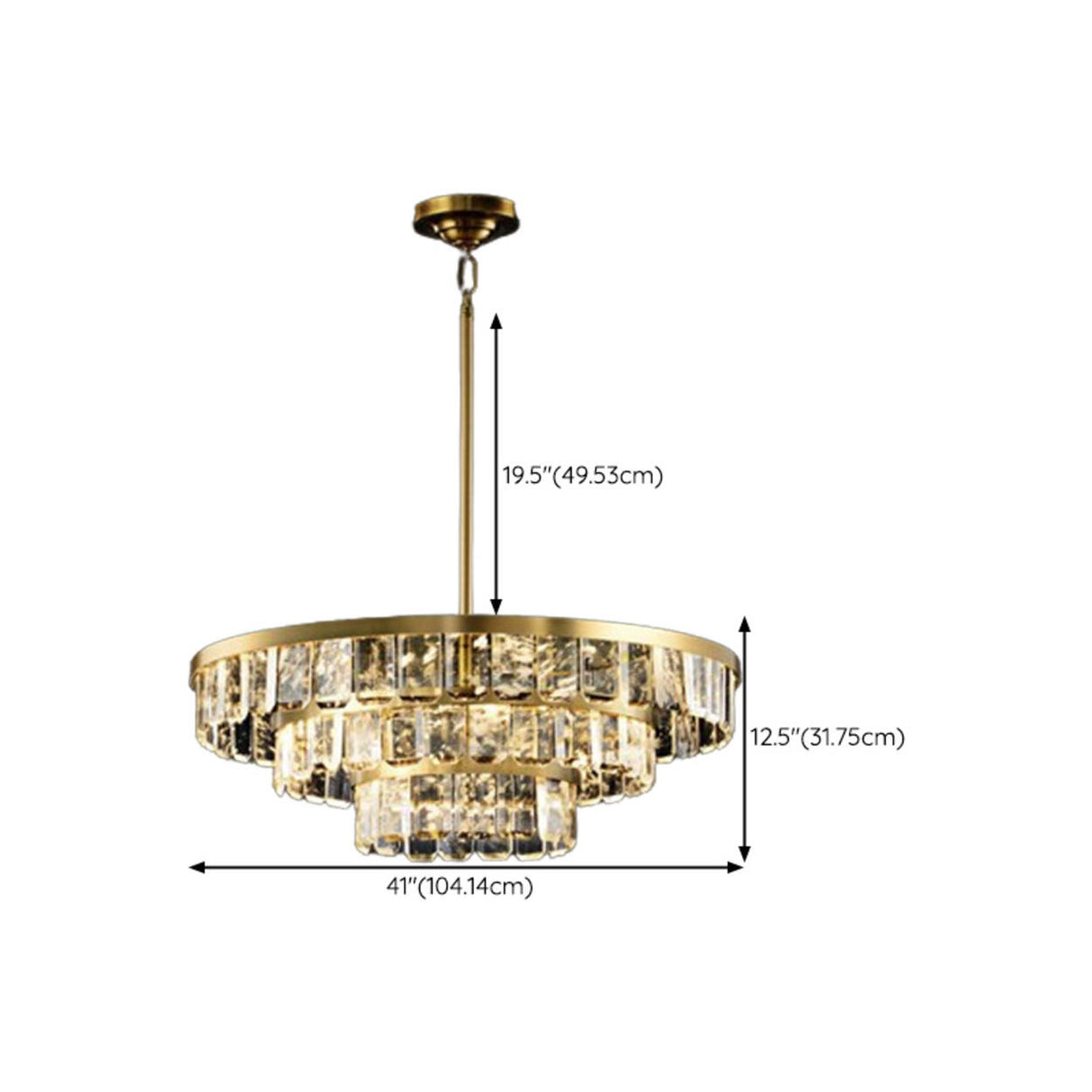 Elegant Gold and Tierd Ring Crystal Chandelier Image - 27