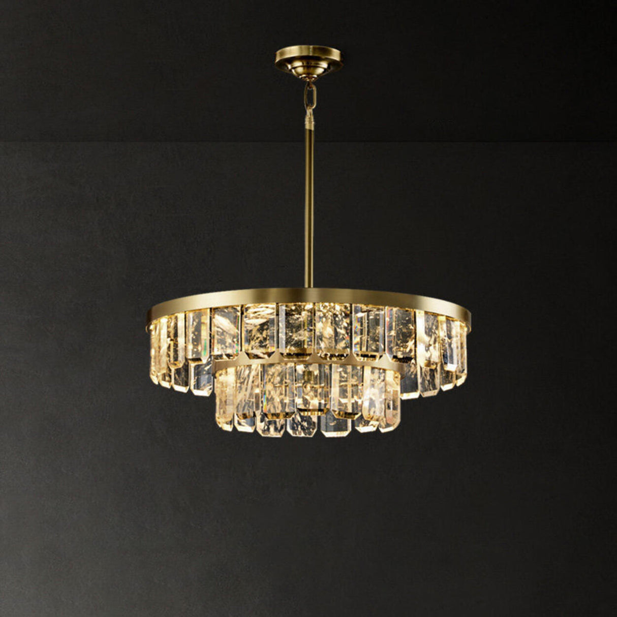 Elegant Gold and Tierd Ring Crystal Chandelier Image - 9