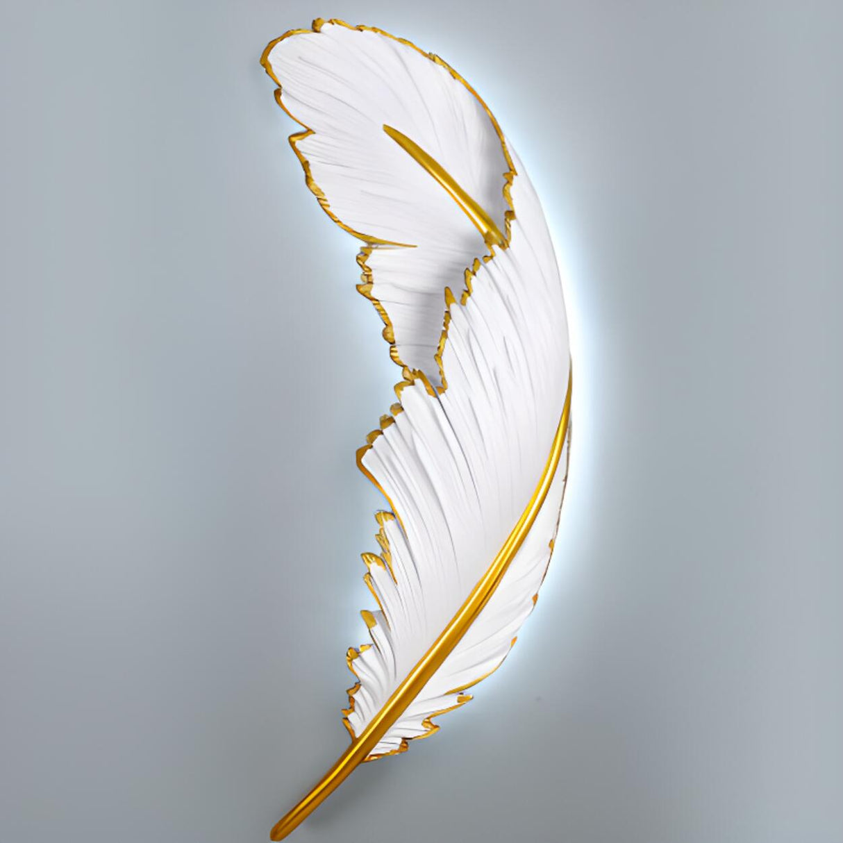 Elegant Gold and White Feather Design Wall Sconce Image - 11