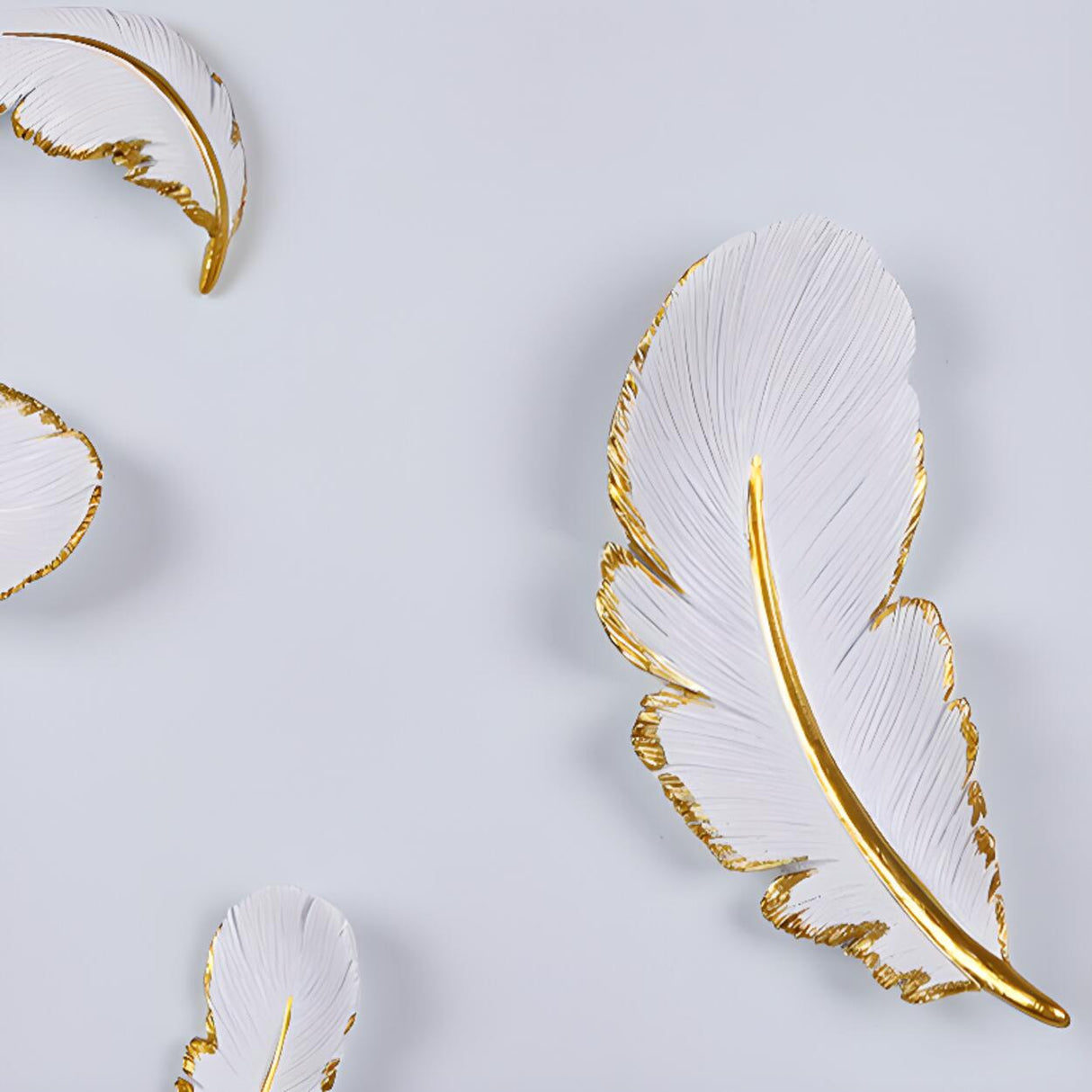 Elegant Gold and White Feather Design Wall Sconce Image - 14