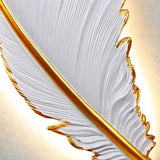 Elegant Gold and White Feather Design Wall Sconce Image - 17