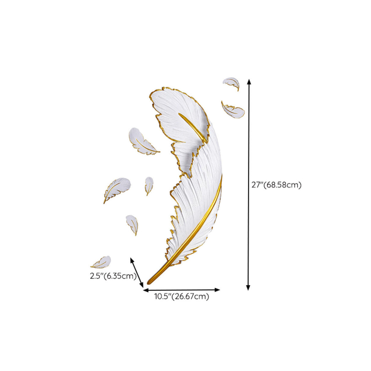 Elegant Gold and White Feather Design Wall Sconce Image - 22