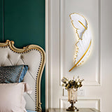 Elegant Gold and White Feather Design Wall Sconce Image - 3