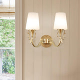 Elegant Gold and White Wall Sconce Vanity Light Image - 4