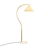 Elegant Gold Arc LED Floor Lamp with Pleated Shade Image - 5