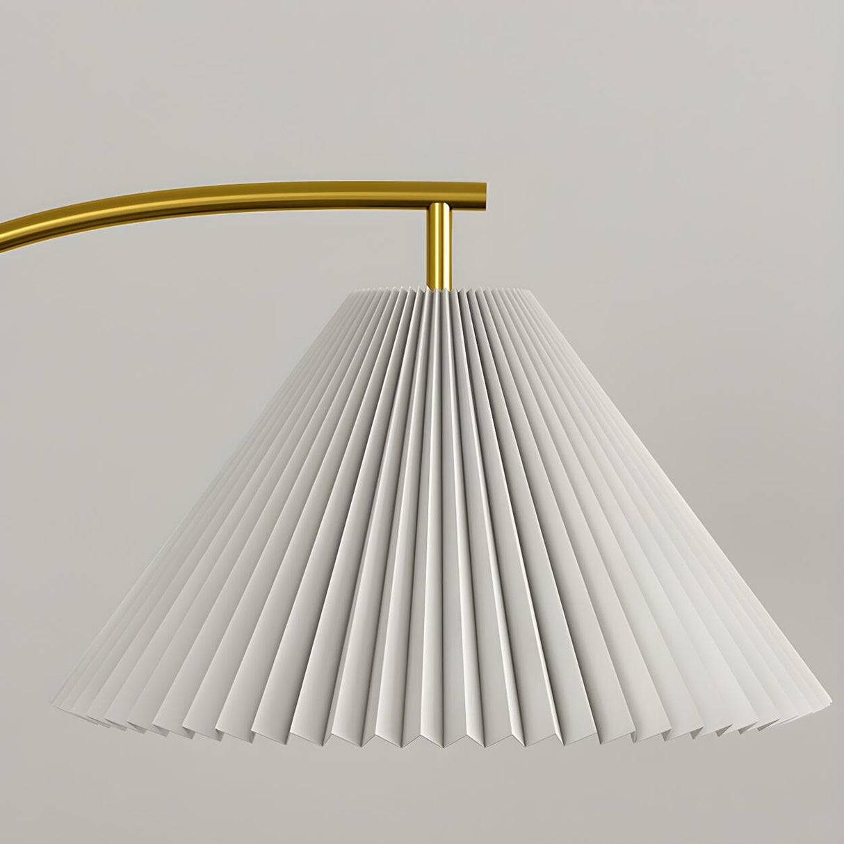 Elegant Gold Arc LED Floor Lamp with Pleated Shade Image - 6