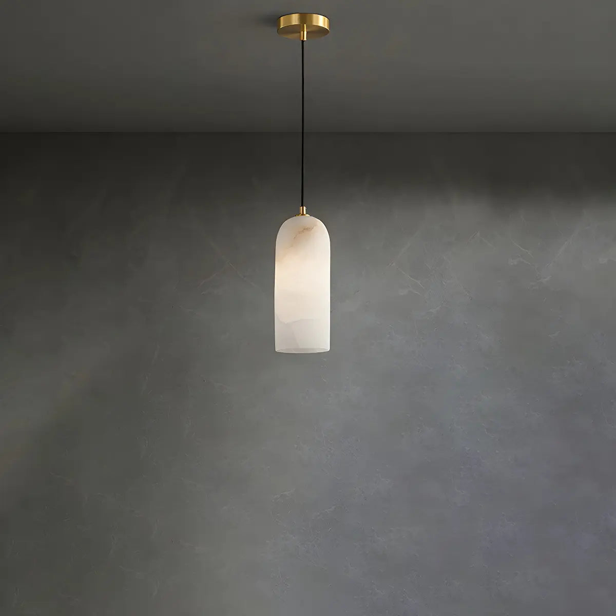 Elegant Gold Bell Alabaster Adjustable Pendant Light Image - 17