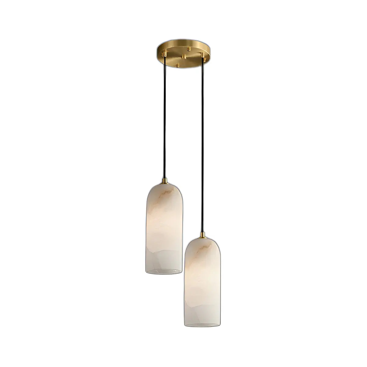 Elegant Gold Bell Alabaster Adjustable Pendant Light Image - 8