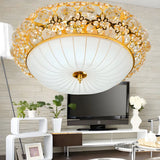 Elegant Gold Bowl-Shaped Crystal Semi-Flush Mount Light Image - 1