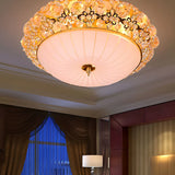 Elegant Gold Bowl-Shaped Crystal Semi-Flush Mount Light Image - 3