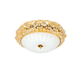 Elegant Gold Bowl-Shaped Crystal Semi-Flush Mount Light Image - 5