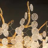 Elegant Gold Branch Leaf Clear Glass Pendant Chandelier Image - 12