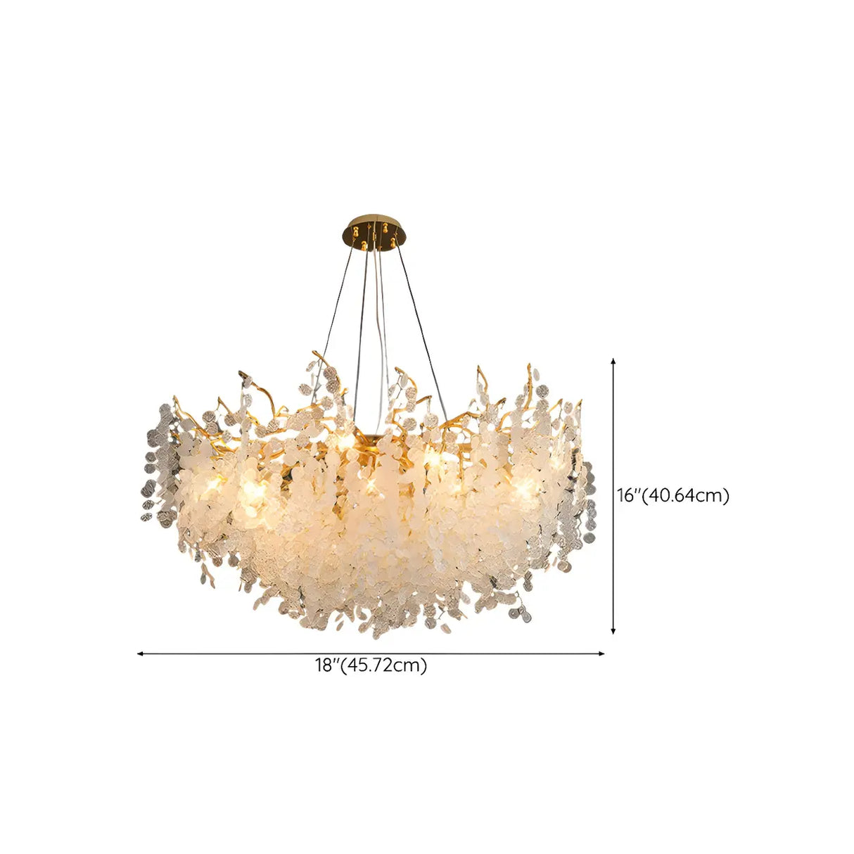 Elegant Gold Branch Leaf Clear Glass Pendant Chandelier 