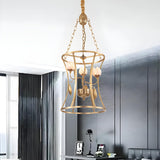 Elegant Gold Cage Floral Lotus Pendant Chandelier Image - 2