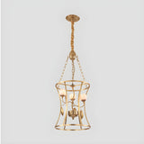 Elegant Gold Cage Floral Lotus Pendant Chandelier Image - 4