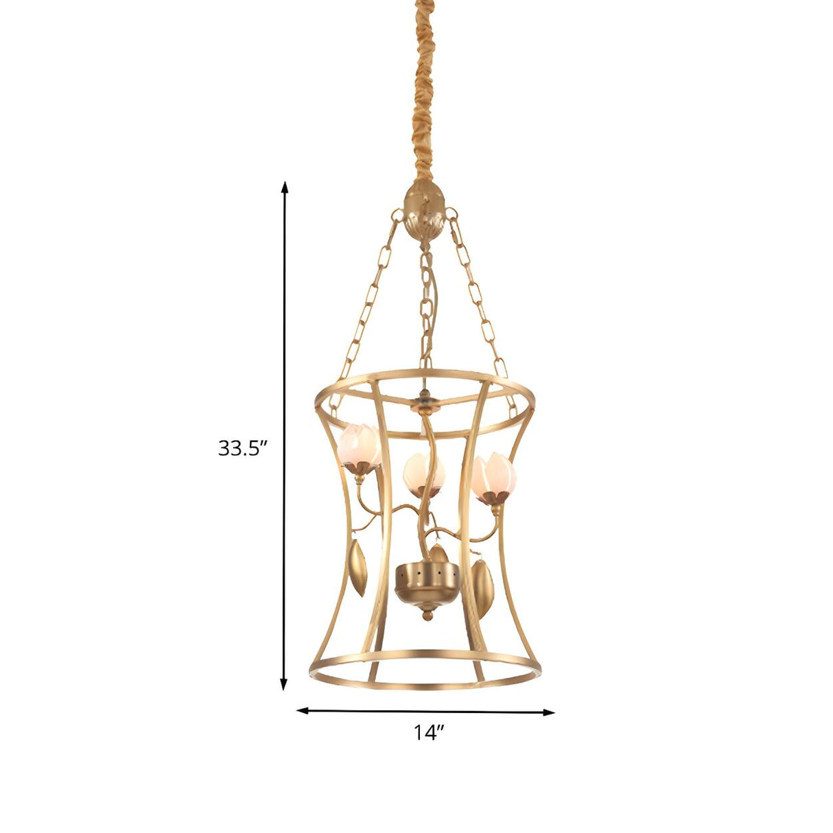 Elegant Gold Cage Floral Lotus Pendant Chandelier 