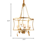 Elegant Gold Cage Floral Lotus Pendant Chandelier Image - 9