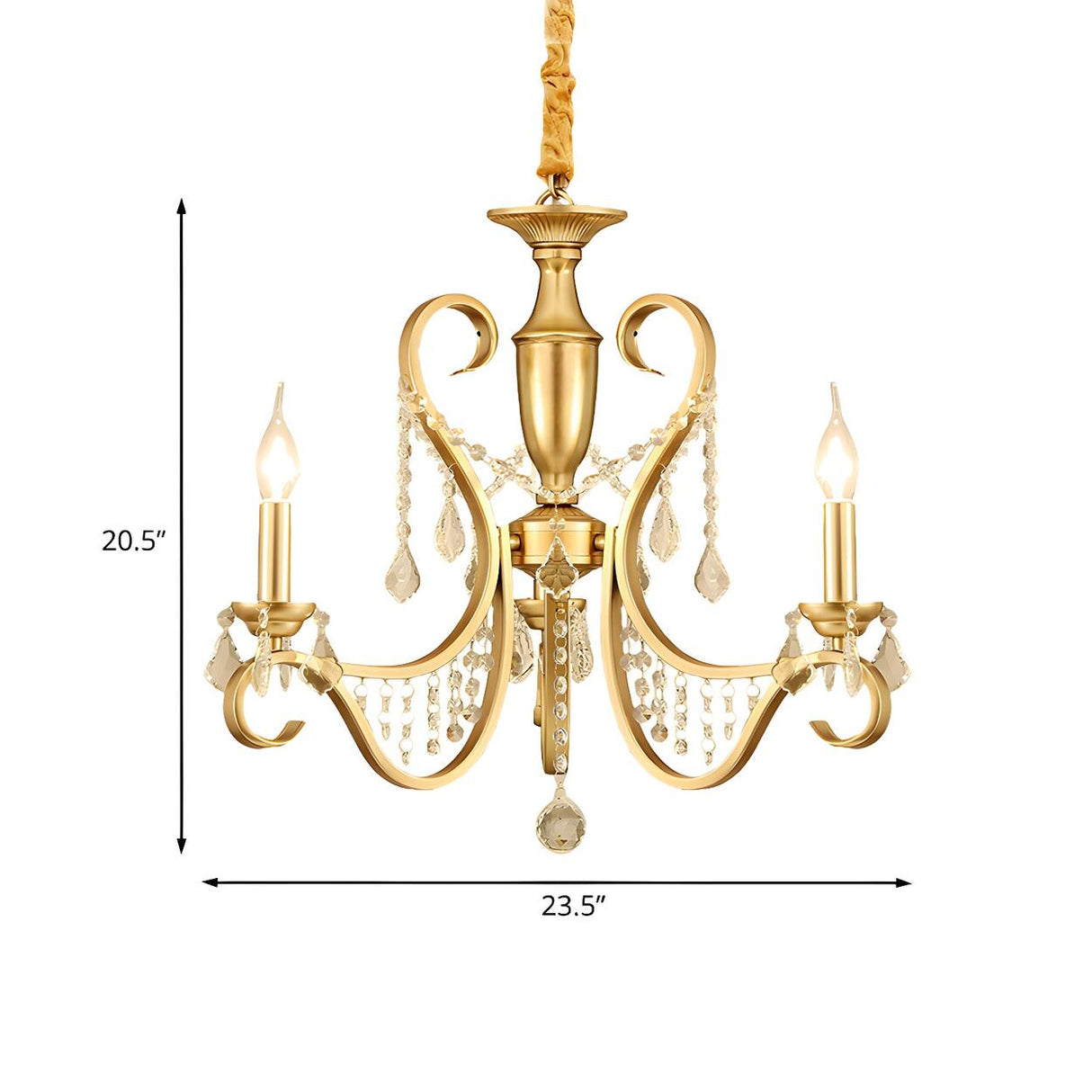 Elegant Gold Candelabra Crystal Ceiling Chandelier 