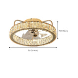 Elegant Gold Circle Crystal Decor LED Ceiling Fan Light #size