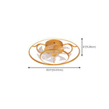 Elegant Gold Circular Ceiling Fan with Dimmable Light #size