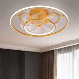 Elegant Gold Circular Ceiling Fan with Dimmable Light Image - 3