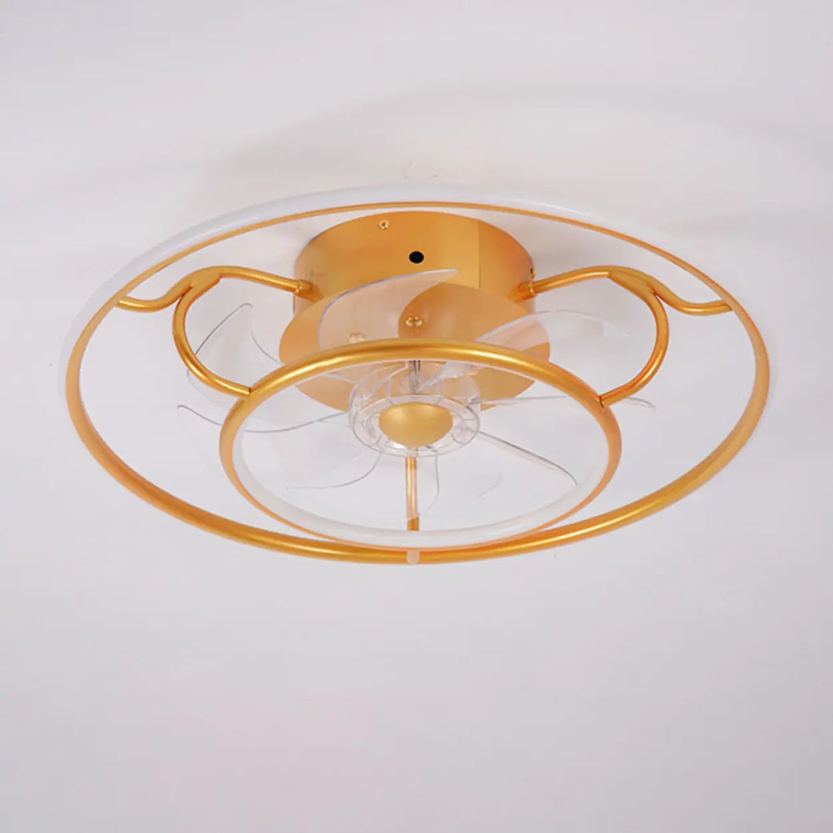 Elegant Gold Circular Ceiling Fan with Dimmable Light Image - 6