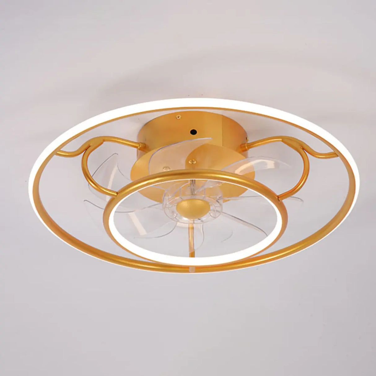 Elegant Gold Circular Ceiling Fan with Dimmable Light Image - 7