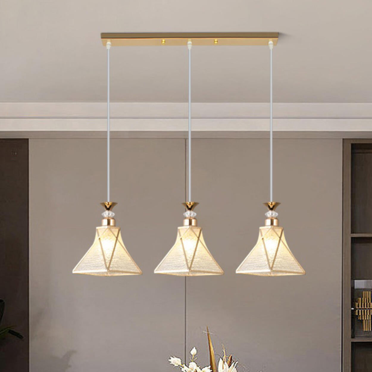 Elegant Gold Cone Kitchen Island Pendant Lights Image - 1