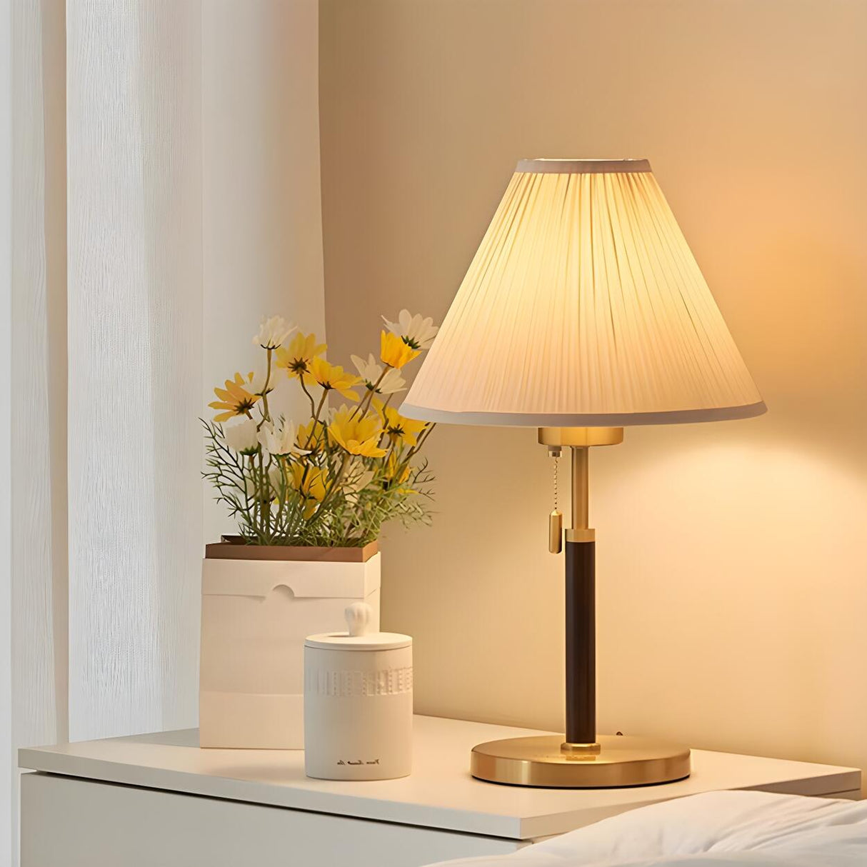 Elegant Gold Cone Table Lamp with Pull Chain Switch Image - 14